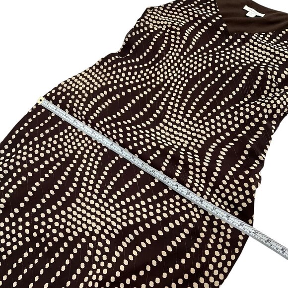 Vintage Dressbarn Polkadot Midi Slip Dress Brown 8 Bias Cut 90s Y2K Whimsygoth - Picture 10 of 11